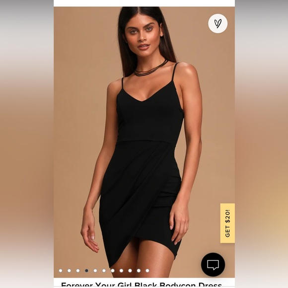 Lulus Black Bodycon Dress, black, size 1X - Picture 2 of 8